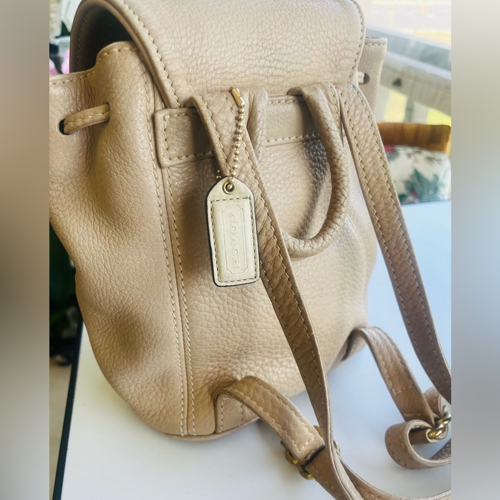 VINTAGE COACH SONOMA 4925 TAN PEBBLED LEATHER SMALL BACKPACK SHOULDER BAG - Picture 10 of 16